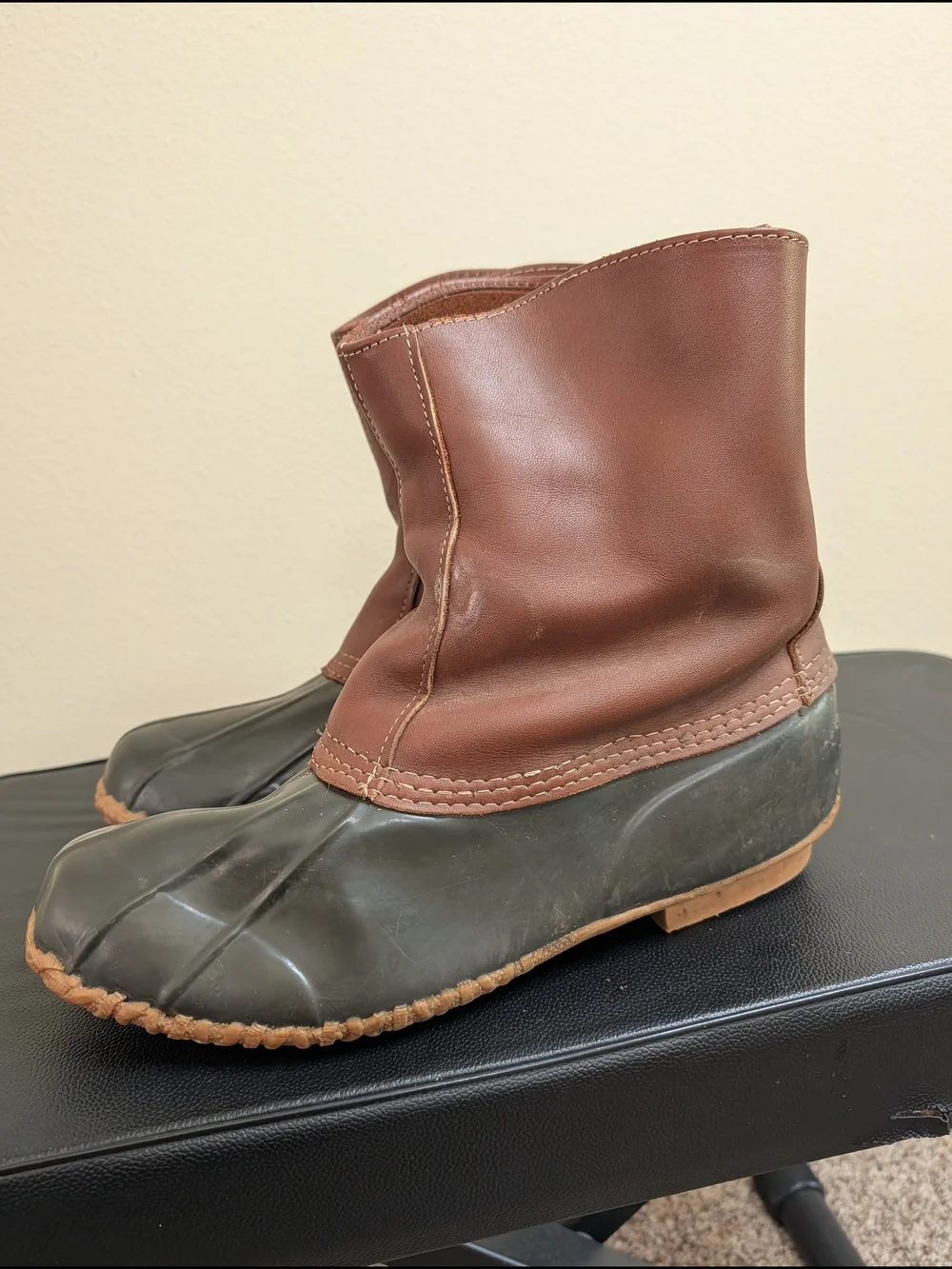 Eddie‎ Bauer Duck Boots Mens Size 12 Brown Leather Rubber Toe Pull On Waterproof